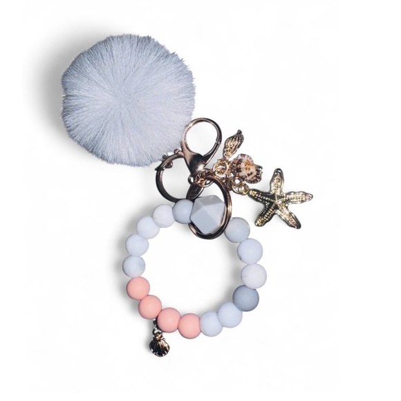 Accessories - Elegant Gold and Pink Charm Bracelet Keychain
